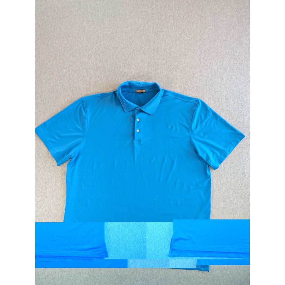 Peter Millar Summer Comfort Blue Solid Short Sleeve Polo Shirt Men’s 2XL